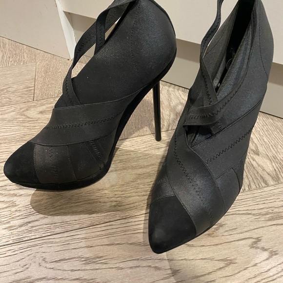 YSL Yves Saint Laurent Shoe Platform Bandage Suede Shootie - Picture 2 of 4